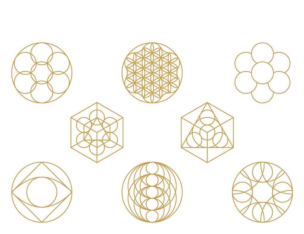 crystal grid patterns. Common sacred geometry templates
